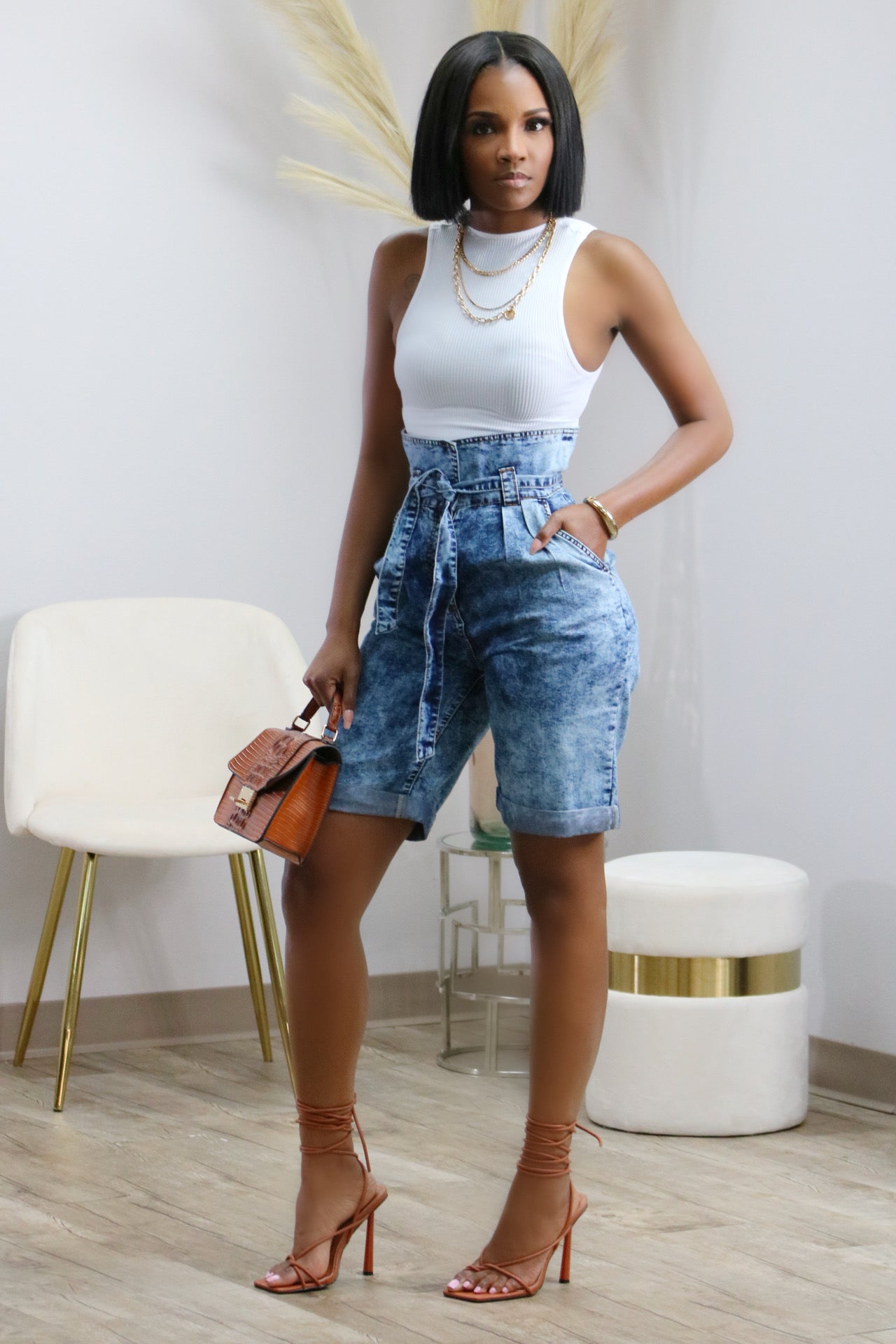 Let's have a Talk Jean Shorts - Kalexis Kouture 