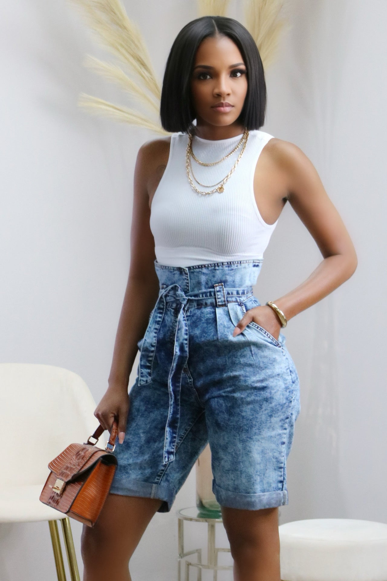 Let's have a Talk Jean Shorts - Kalexis Kouture 