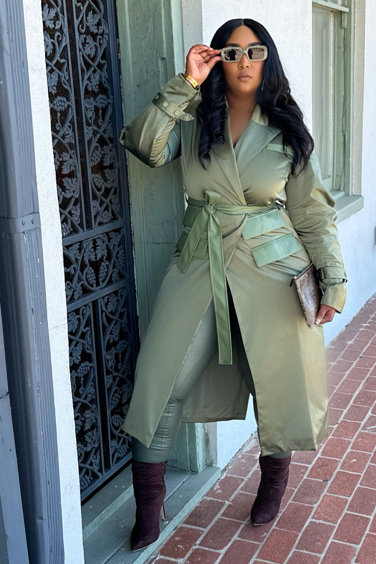 Verde Essence Trench Coat Olive