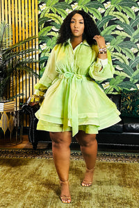 Evergreen Elegance Ruffle Dress