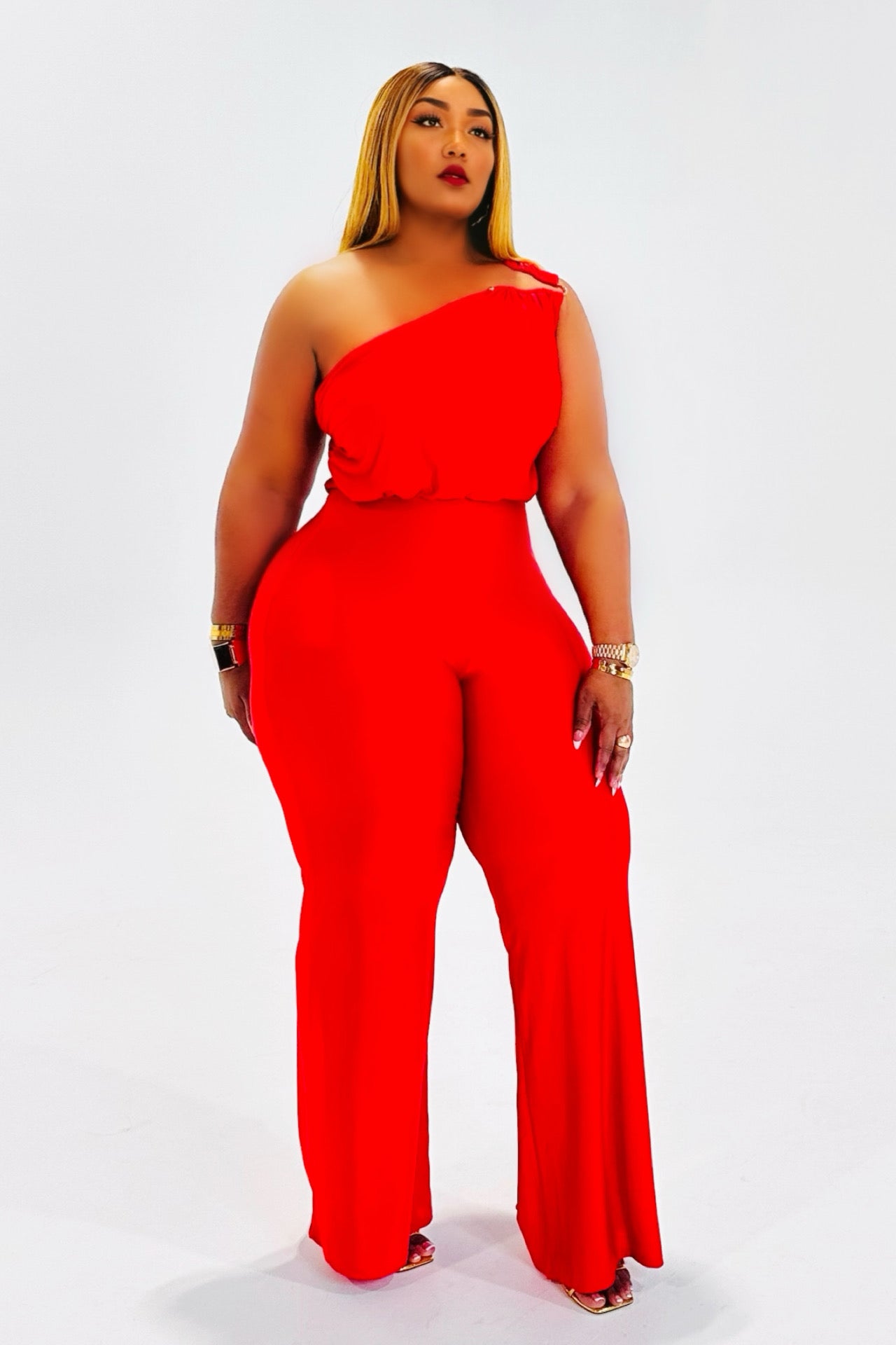 Red Bottom Energy One Shoulder Jumpsuit