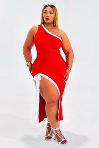 She's a Vibe One Shoulder Dress (Red)
