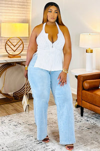 Minimal not Modest Halter Zipper Top (White)