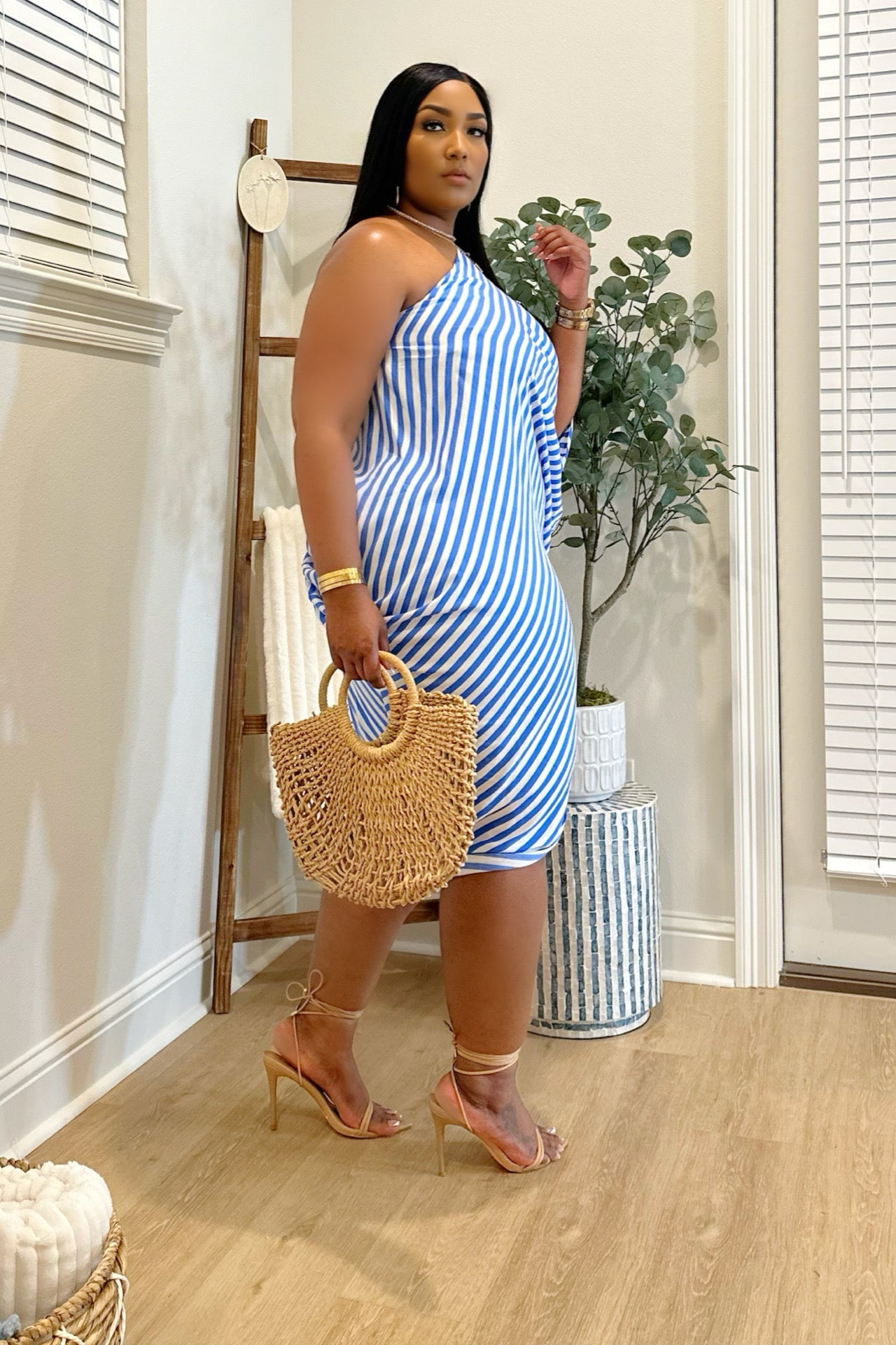 Positano Power Ocean Blue Stripe Dress