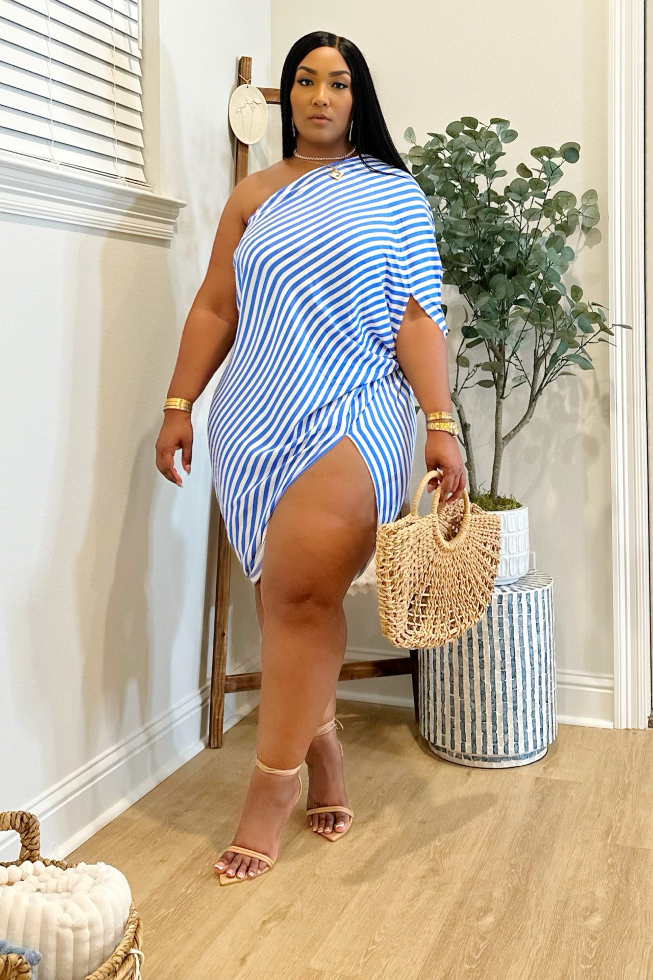 Positano Power Ocean Blue Stripe Dress