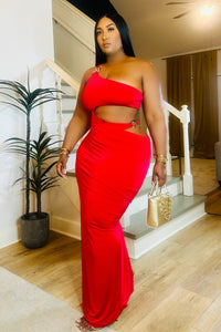 Crimson Confidence Bodysuit Maxi Dress Red