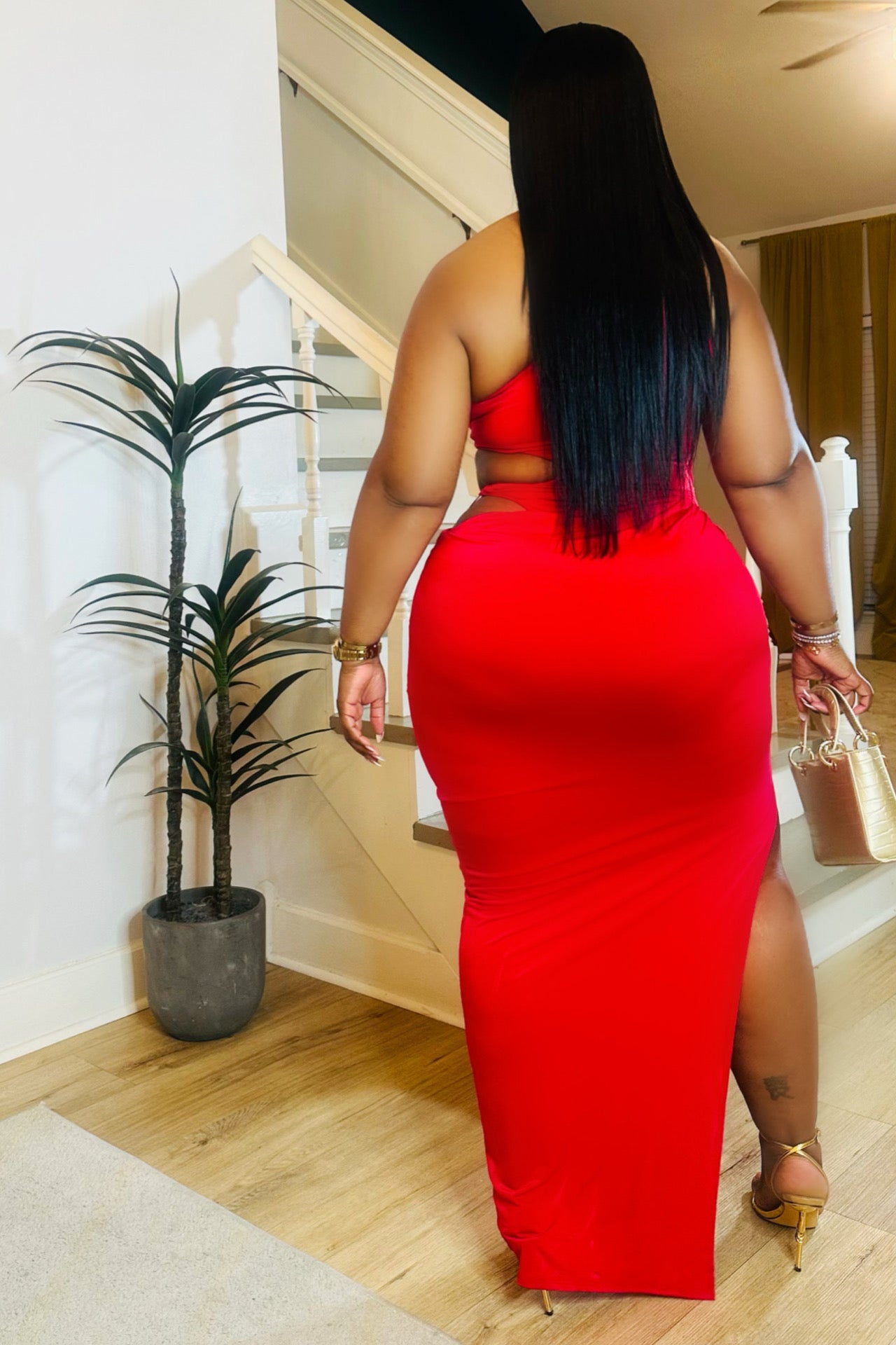 Crimson Confidence Bodysuit Maxi Dress Red