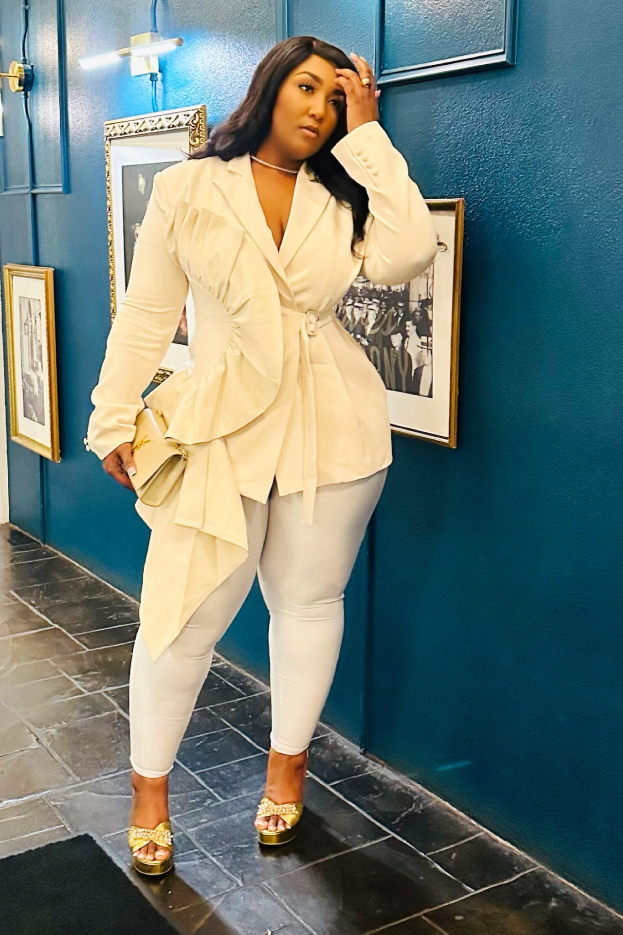 Desert Femme Structured Blazer Set Cream