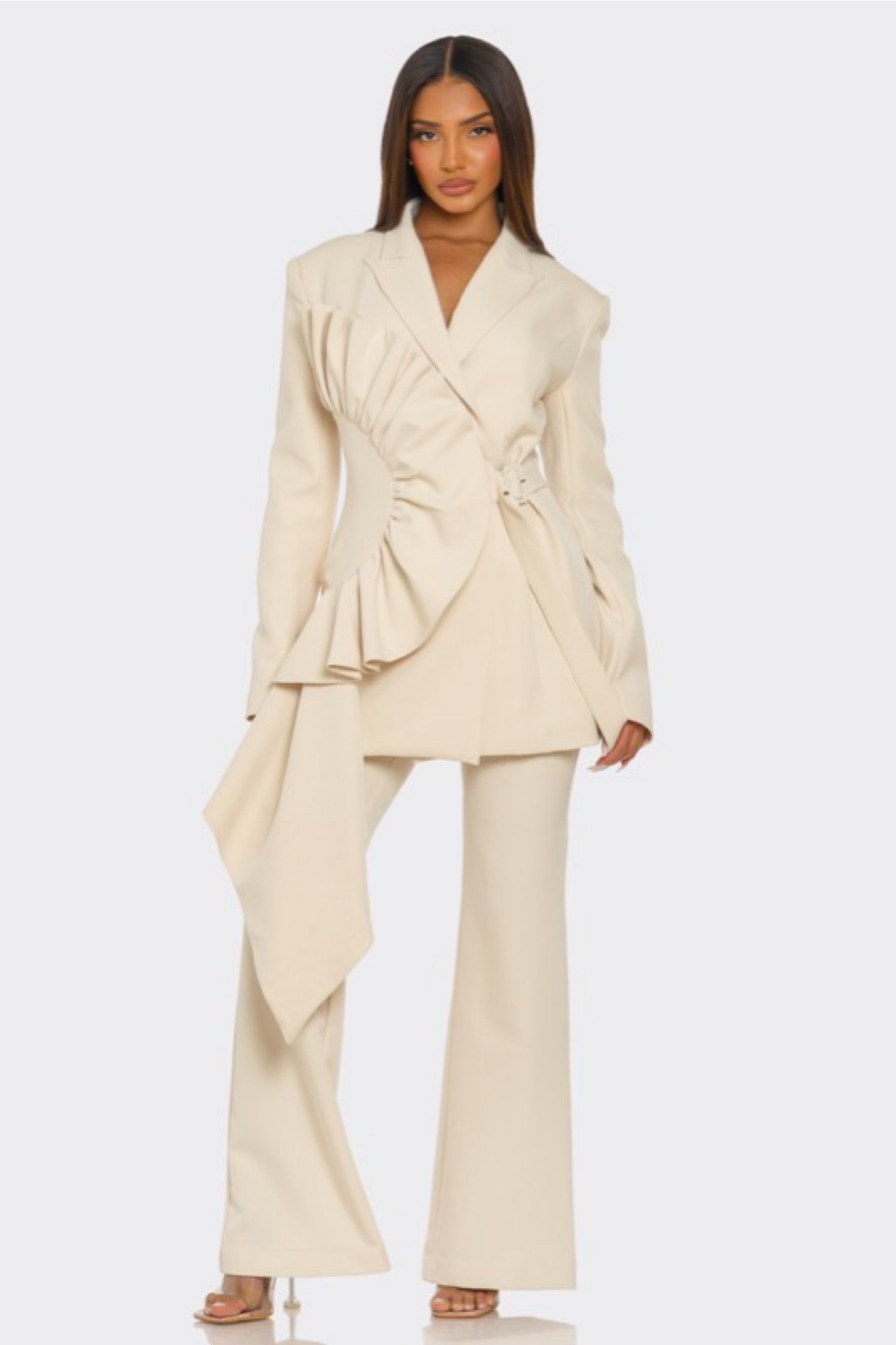 Desert Femme Structured Blazer Set Cream