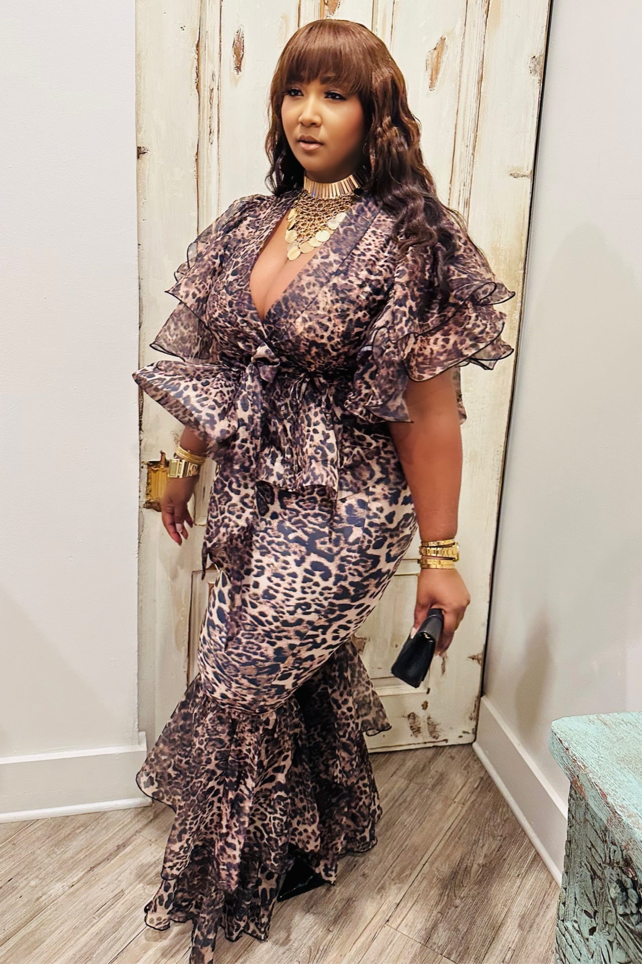 Social Soiree Bestie Cheetah Ruffle Set